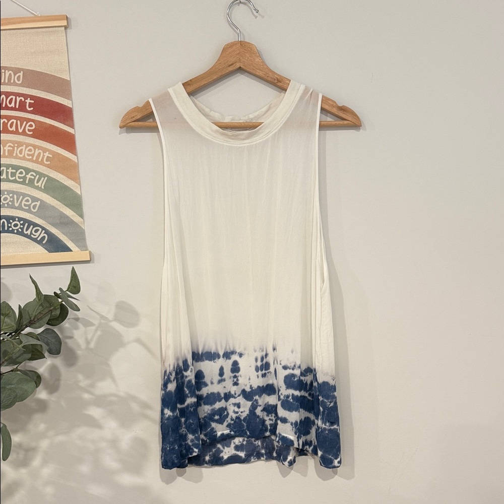 LACAUSA Dad’s Shirt Oversized Tie Dye Sheer Tank XS